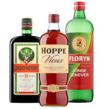 Jägermeister fles à 700 ml
Floryn jonge jenever of Hoppe vieux
fles à 1000 ml